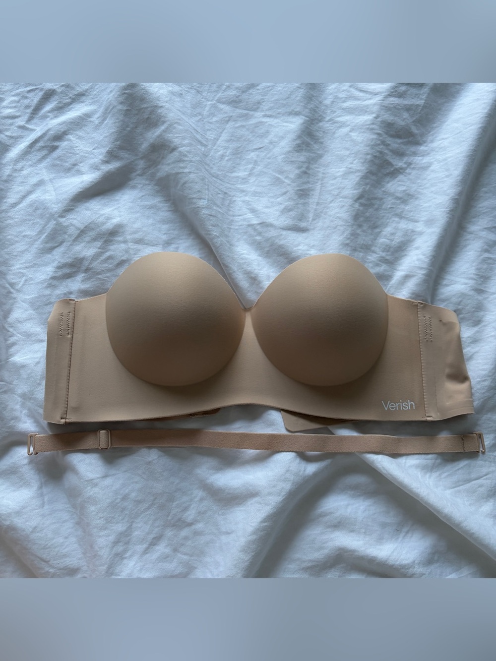 NWOT VERISH COOL FIT BRA OFF SHOULDER VOLUME Beige L Korean Strapless Wireless